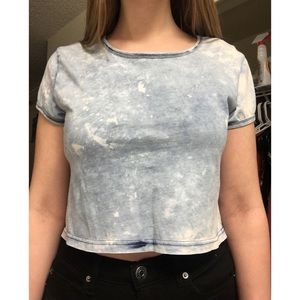 Rue21 Acid Wash Blue Crop Top